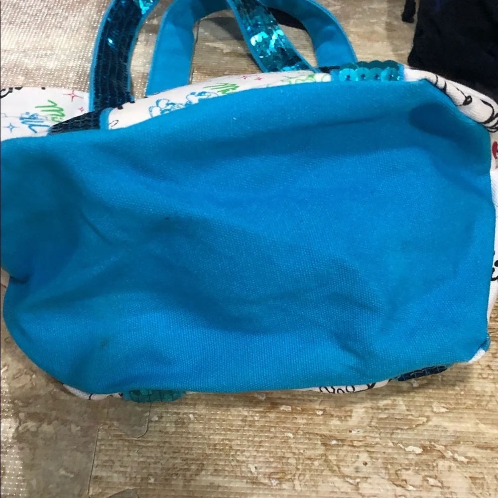 Mickey Sequin-Trim Canvas Tote in Teal